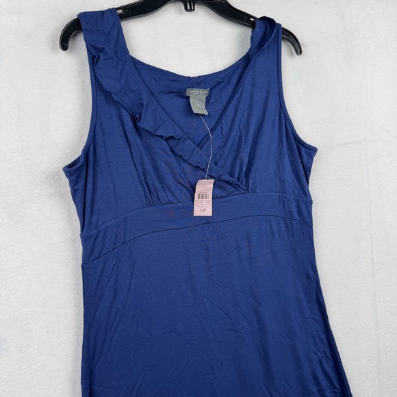 Ann Taylor Petites Blue Sleeveless Ruffle Neck Casual Dress MP - Picture 2 of 8
